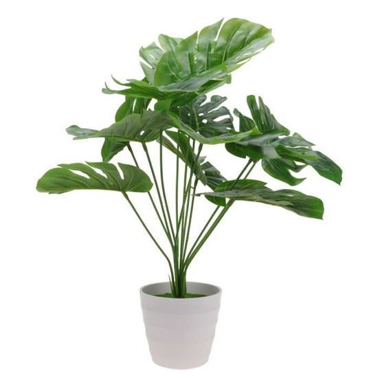 1pc Vivid Grand naturel artificiel Monstera Pot Faux plante pour Office Accueil Boutique  FLEUR-PLANTE ARTIFICIELLE - FLEUR SECHEE