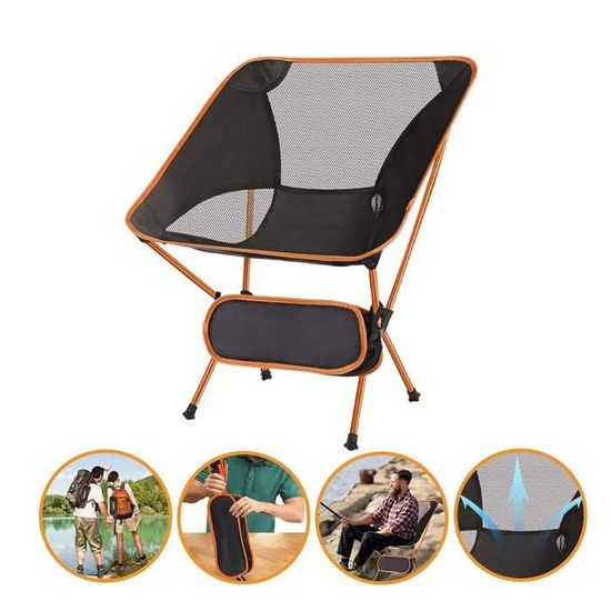 Chaise de Camping Portable Léger Pliable Camping Chaise pour Backpacking, Randonnée,Pique-Nique, Pêche,Plage,Jardin