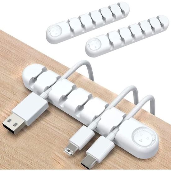 6 Clips Câble Magnétiques - Organisateur Câbles Adhésif | Bureau Maison Voiture