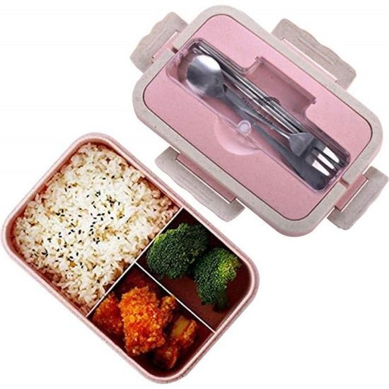 Lamacom Boite Repas Ronde à 2 Niveaux Boite à Déjeuner Double Lunch Box