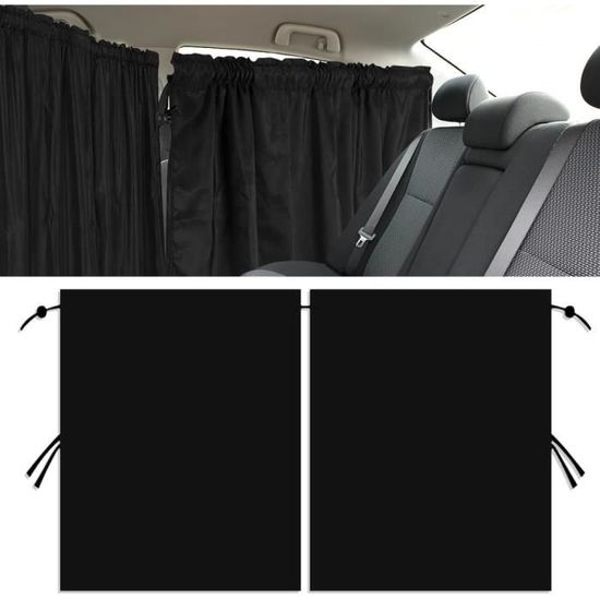 Lot De 3 Rideaux De Séparation Pour Voiture - Protection Solaire Et Intimité, 140x80 Cm + 85x65 Cm, Noir