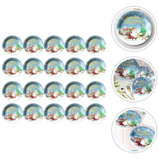 20pcs Plaques de papier de Noël de décoration de Fournitures de fête assiette vaisselle