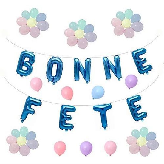 Ballons Bleu Lettres Bonne Fete Couleur Bleu Lots De 9 Ballons Lettres Cdiscount Maison