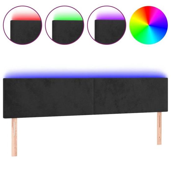 Tête De Lit LED Noir 160 Cm – Tissu Avec éclairage Intégré