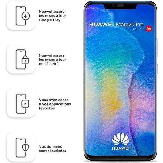 Huawei Mate 20 Pro Smartphone débloqué 4G (6,39 pouces - 128 Go/6 Go - Double Nano-SIM ou Nano-SIM + carte Nano-SD - Android)