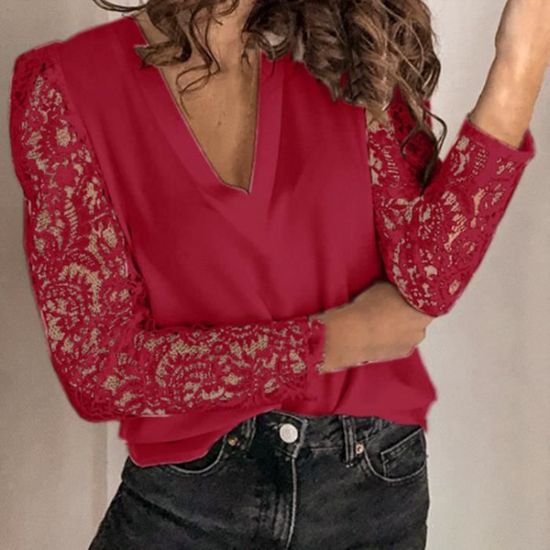 2025 Chemisier Coton Et Lin Femme Col en V, Tee Shirt Manches Longues Bouton Chic et élégant Grande Taille Blouse de Travail Casual Respirant Haut LâChe Couleur Unie Tunique Longue Classique Tops