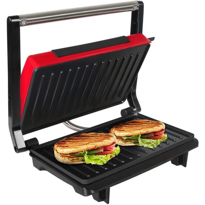 presses à panini toast appareil à sandwich plancha electrique grill viande, plaques de cuisson 23,5 x 12,5 cm, 750w, revêtement a