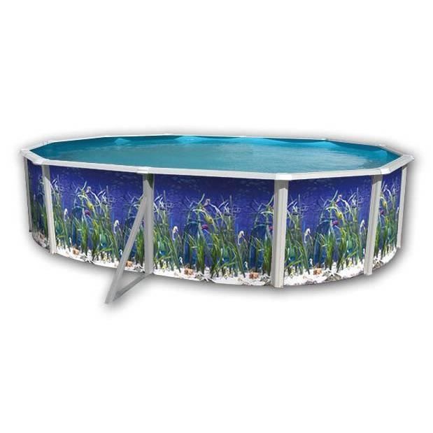TOI OC&Eacute;AN Piscine hors sol en acier ovale 550 x 366 x 120 (Kit complet piscine Filtre Skimmer et &eacute;chelle) 