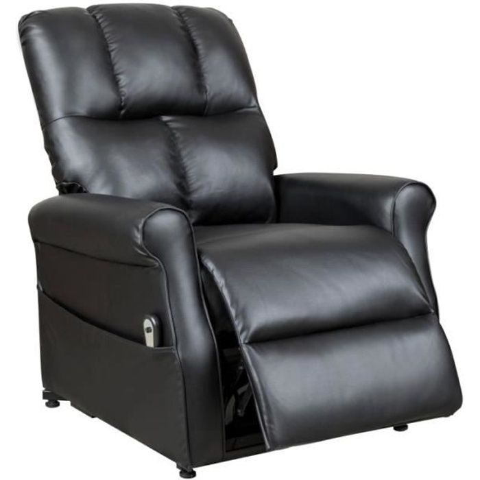 Fauteuil releveur relax noir à commande électrique GORAN