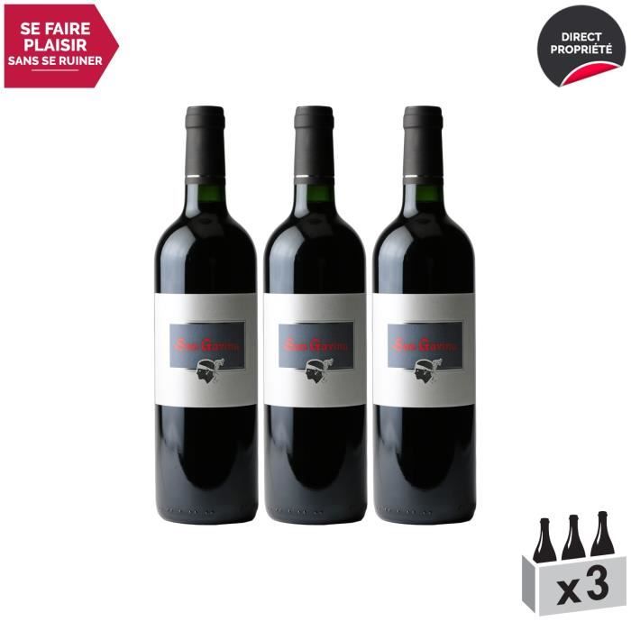 Ile de Beauté San Gavino Rouge 2018 - Lot de 3x75cl - Domaine San Gavino - Vin IGP Rouge de Corse - Cépages Niellucciu, Siacarellu,