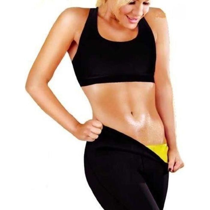MINCEUR: LEGGING (L) SPORT SUDATION SAUNA NEOPRENE NOIR ET JAUNE