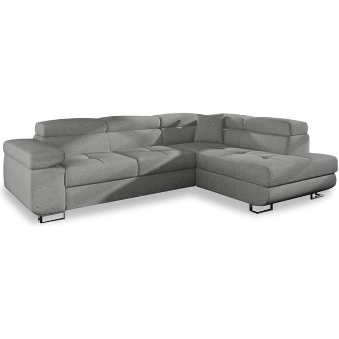 Canapé d'angle Gris Tissu Moderne Grand