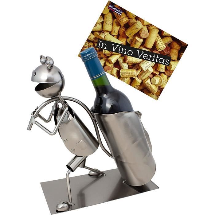 COFFRET CADEAU VIN BRUBAKER - Porte-Bouteille de vin - Grenouille - Métal - Carte de v&oeligux Incluse - Idée Cad282