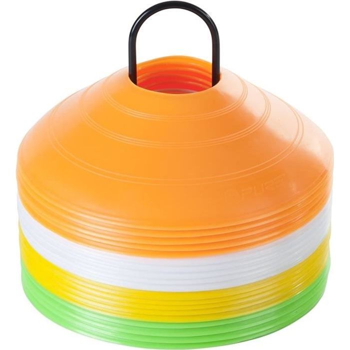 Le kit de cônes CONE PLOT BORNE 20 cônes de 4 couleurs Marquage pour Football Cône d’Entraînement, Cône de Sport Délimitation