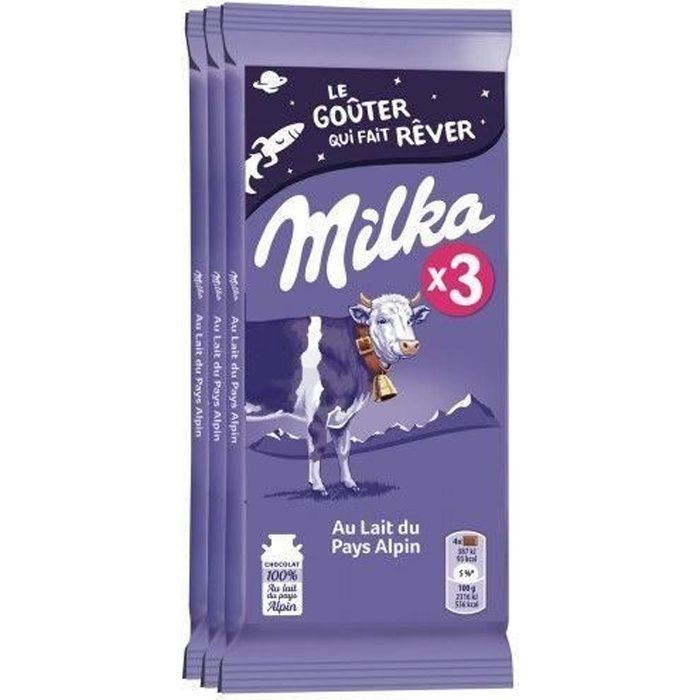 MILKA Tablette de chocolat au lait - 3 x 100 g