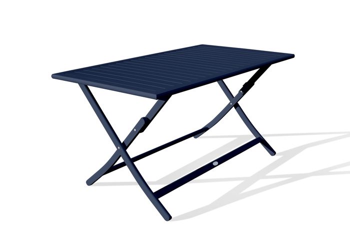Table de jardin pliante MARIUS (140x80 cm) en aluminium - BLEU NUIT