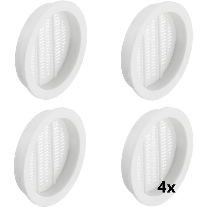 Gedotec Grille d'aération ronde anti-insectes | Lot de 4 grilles d'aération blanches 60 mm | Intérieur et extérieur