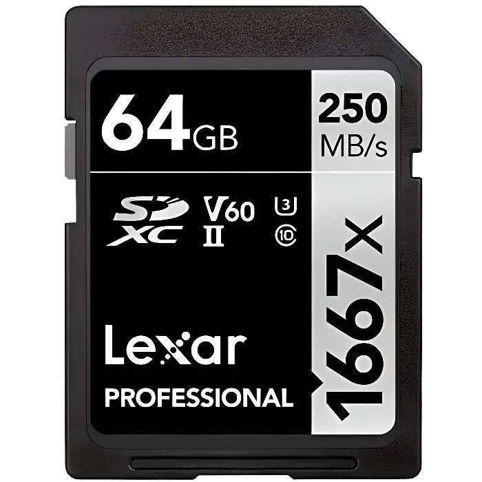 Carte Lexar Professional 1667x 64 Go SDXC UHS-II