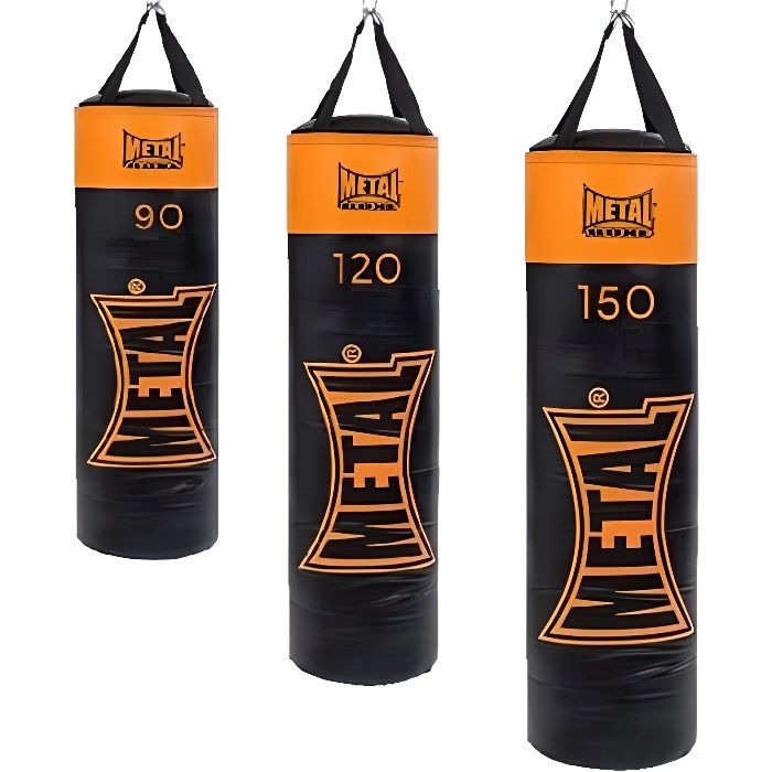 Sac de frappe Metal boxe Indiana vide 90 cm noir orange 120 cm Noir