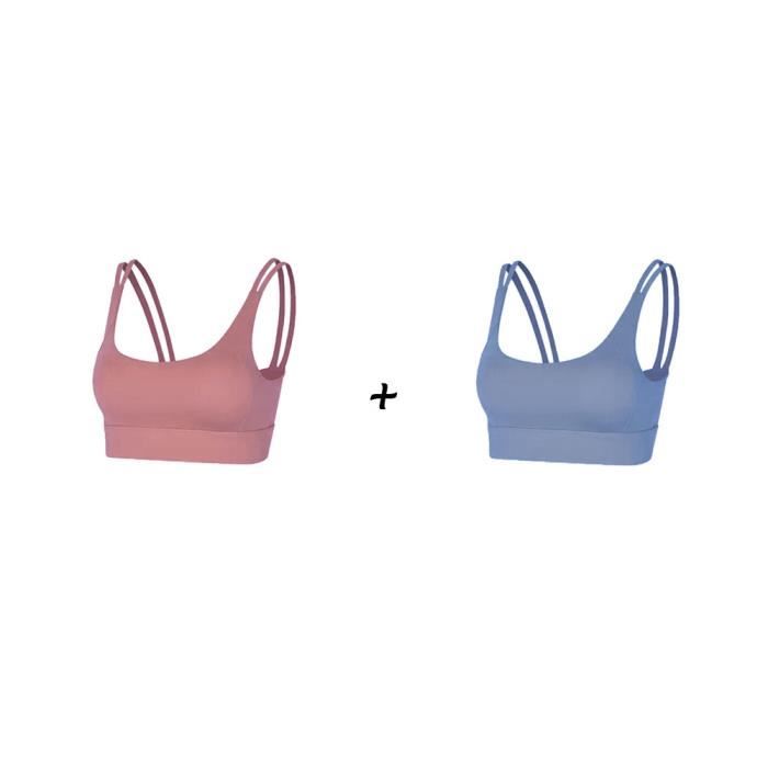2 pièces Soutien-Gorge de Sport pour Femmes Maintien Extrême avec Coussinet Brassière de Sport Amovibles Impact Fort à Armature