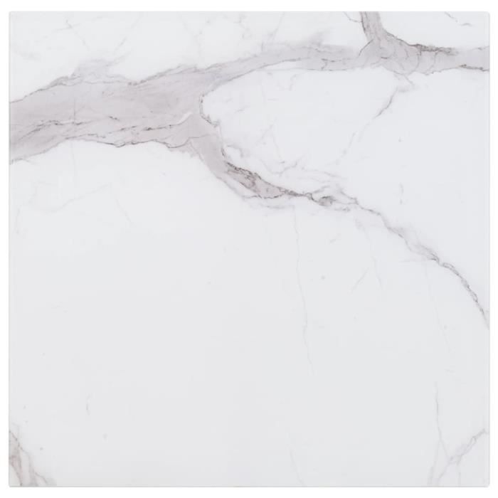 Luxueux Magnifique-Dessus de table Plateaux Blanc Carré 80x80 cm Verre et texture de marbre