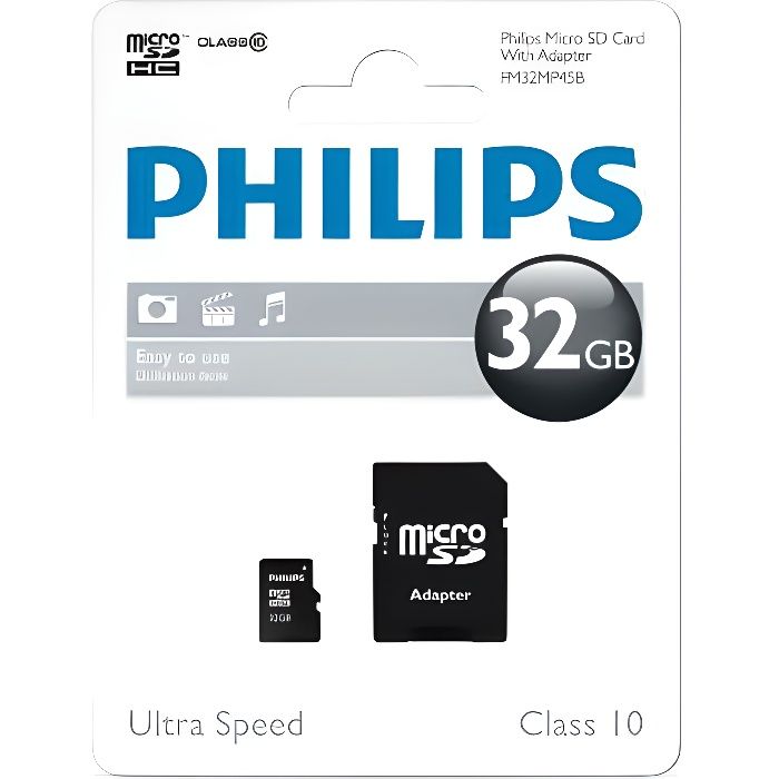 PHILIPS Carte micro SDHC - Class 10 - 32GO