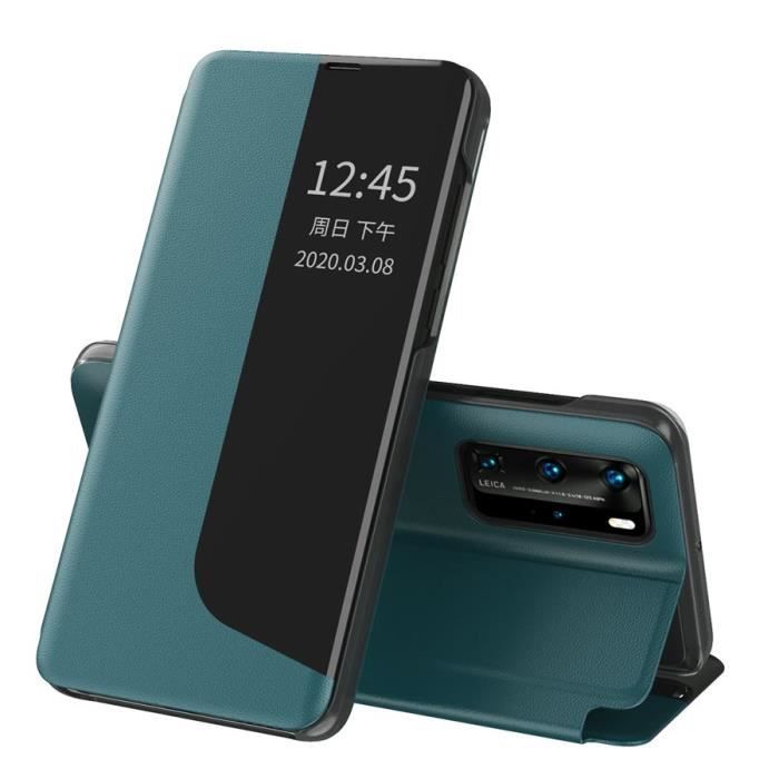 Étui Cuir Samsung Galaxy S20 FE, Noir Clear View Fenêtre Latérale Transparente Housse à Rabat Élégant 360˚ Protection