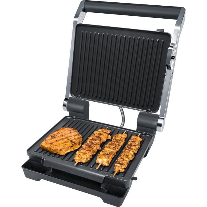 STEBA 184100 FG100 Grill de contact électronique - 2000 W - Surface de cuisson antiadhésive: 2 x 29 x 23 cm - Inox et noir