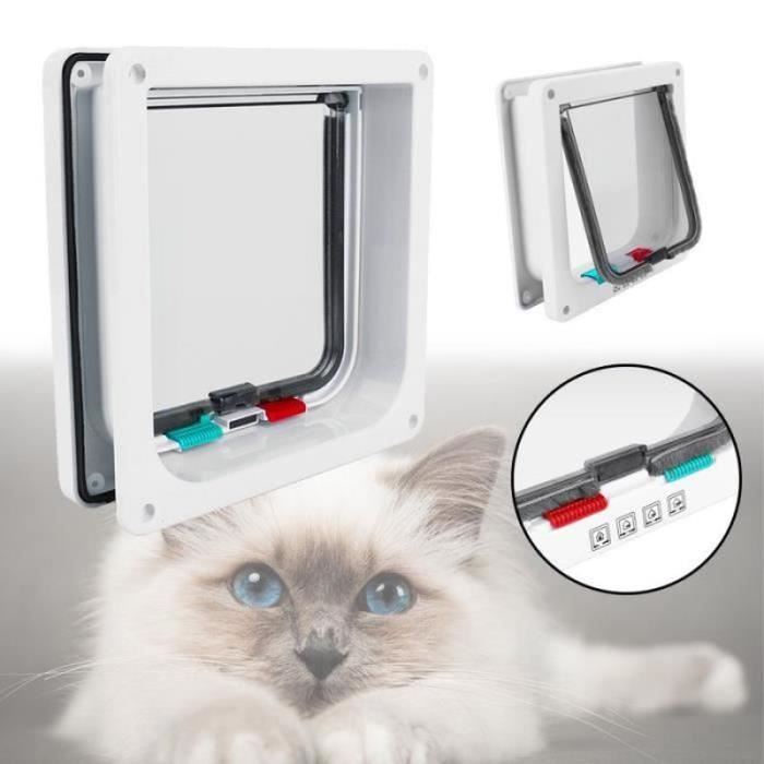 Lsport11482-Chatière Trappe Blanc Grande Taille L (25cm x 23.5cm) Pet Mate quatre modes à Verrouillage Porte Chat-Petit Chien Inst