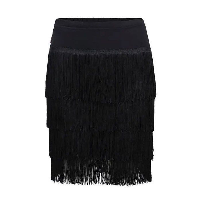Jupe De Danse Latine à Franges Irrégulières - 3 Niveaux, Avec Short Intégré - Pour Salsa, Tango, Cha-cha - Idéale Aussi Pour Fêtes, Halloween, Rave - Tailles M L XL