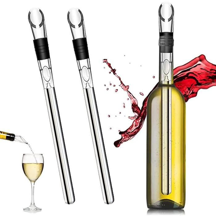 Lot De 2 Baguettes De Refroidissement à Vin 3 En 1 En Acier Inoxydable - Aérateur, Bec Verseur Et Refroidisseur Pour Vin Rouge Et Blanc