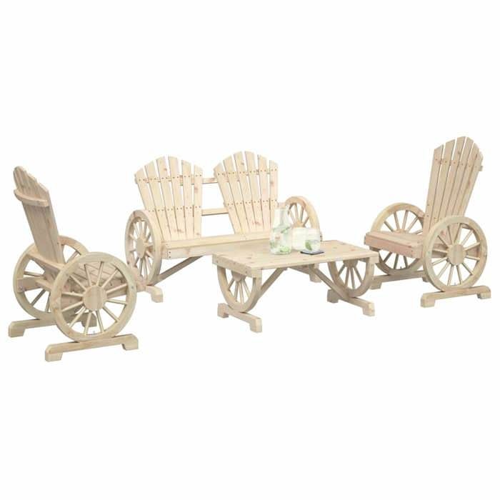 vidaXL Salon de Jardin 4 pcs Sièges avec Dossier et Accoudoirs Ensemble de Meubles Mobilier de Terrasse Patio Bois de 3207125