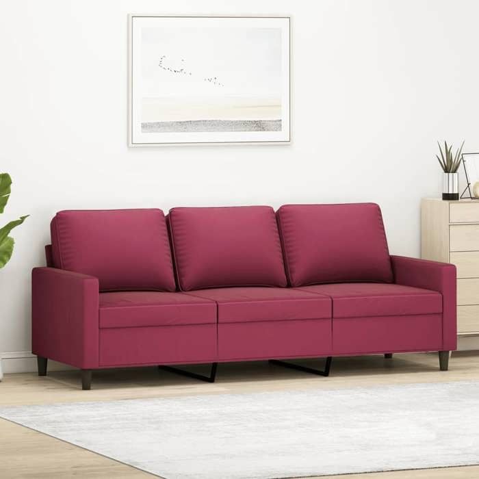 Canapé rétro salon/ Canapé à 3 places - Rouge bordeaux 180 cm - Velours CC84713566