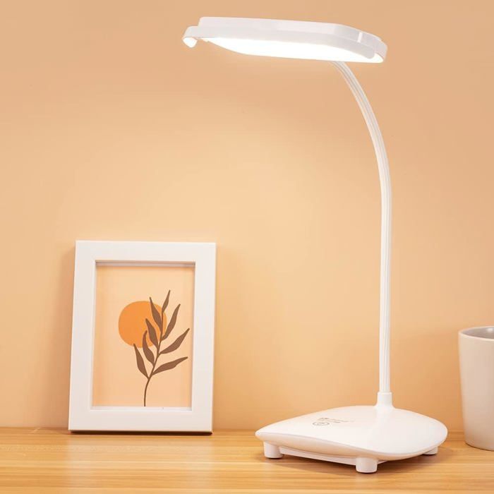 Lampe de Bureau Rechargeable USB 40 LED 2 piles 3200mah Tactile Lumière 3 Couleurs 6 Mode Dimmable Fonction de Mémoire