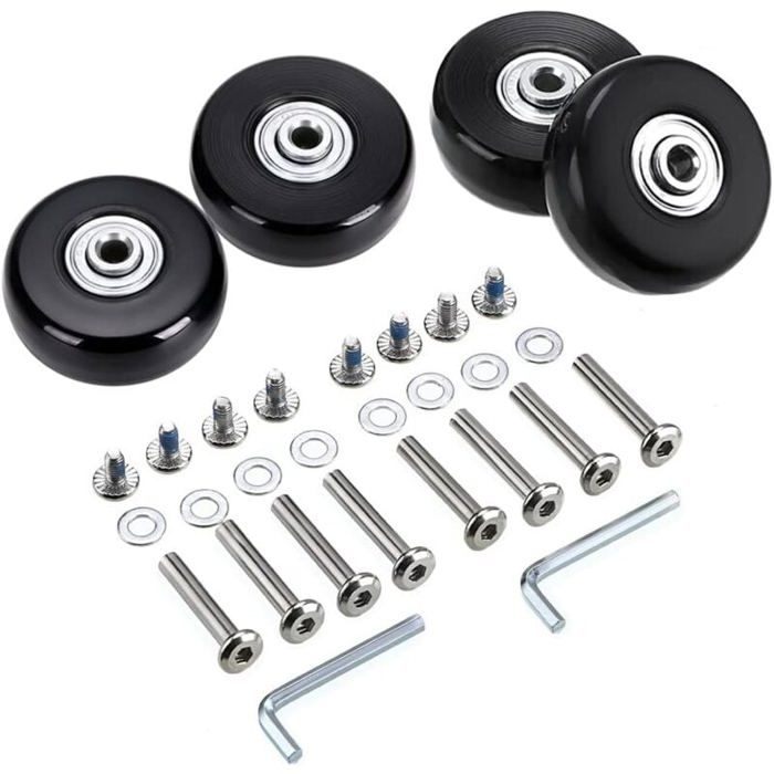 4 Roues De Remplacement Pour Valise – Ø 50 Mm Largeur 11 Mm – Universelles – Kit Avec Axes Et Vis – Installation Facile