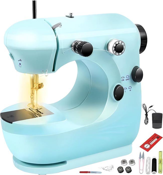 Mini Machine à Coudre Portable Électrique - 2 Vitesses, Alimentation Piles Ou USB-C - Idéale Débutants & Réparations Rapides - 9