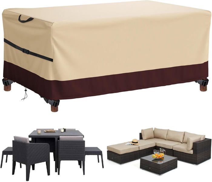 Housse Salon De Jardin Exterieur, 420D Oxford Tissu Imperméable Bâche De Meubles D'extérieur, Housse De Table Jardin Rectangulaire, Housse De Protection Pour Mobilier Anti-UV, Noir (200x140x75cm