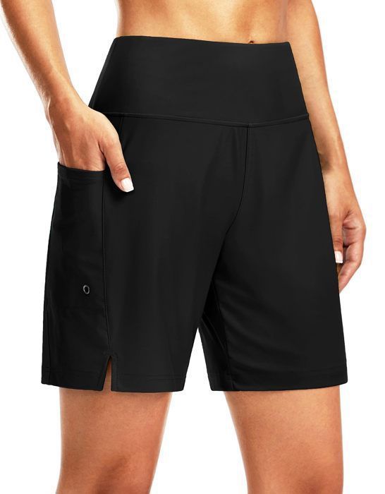 Short Sport Femme Eté Avec Poches Taille Elastique Séchage Rapide Couleur  Unie Pour Loisir Jogging Fitness Taille EU Noir