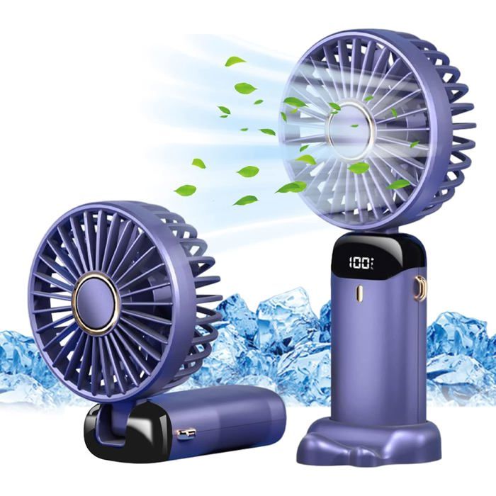 Ventilateur portable - XVX - Mini ventilateur USB - 5 vitesses - Pliable - Violet - Xvx