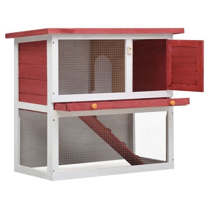 (64689)Abris/cage pour petit animaux CHICClapier dextérieur 1 porte Rouge Bois FR