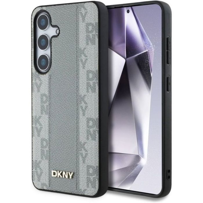 Dkny Ãtui MagSafe en cuir Ã  carreaux pour Samsung Galaxy S25 taupe
