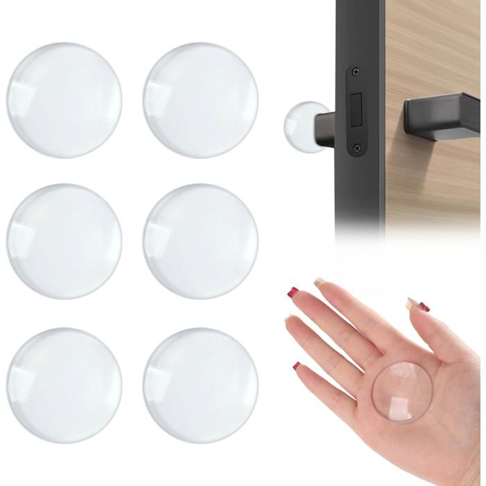 YSFMODE-Tozkzo 6Pcs Butee De Porte Adhesive Transparentes Arret De Porte Murale Pour Protection Poignee Porte Butoir En Silicone P