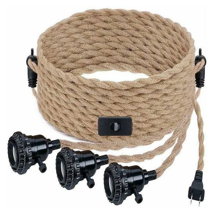 Lampe suspendue industrielle rétro avec interrupteur et prise 3 lumières E27 suspendue DIY YYV
