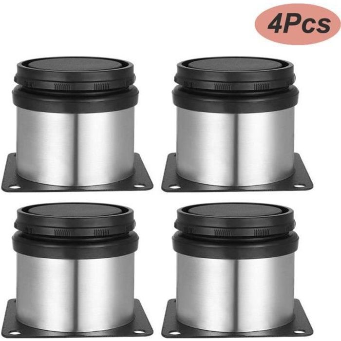Pieds de meuble - EINNENFFER - Réglables - Acier inoxydable brossé - Lot de 4 - 50 mm x 50 mm