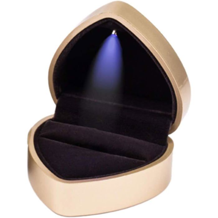 BESPORTBLE Boîte à bague lumineuse à LED en forme de cœur - En velours - Pour un anniversaire de mariage, la Saint-Valentin - Rouge