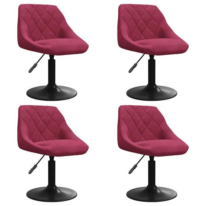 “Winter SaleTOP Chaise de cuisine Rouge - Chaises à manger pivotantes lot de 4 rouge bordeaux velours PRO87605
