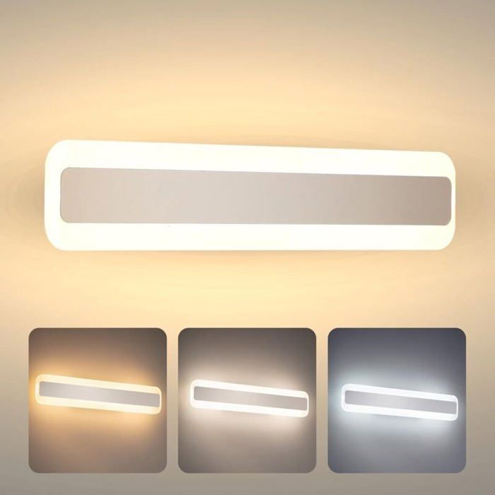 Applique murale - PZCC - Lampe Miroir Salle de Bain 15W 40 cm - 1050LM - 3 températures (3000/4000/6000K) - Inox