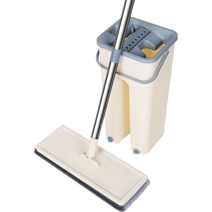 Seau De Ménage Double Compartiment Avec Essoreur - 2 Bacs De 7L, Sans Roulettes, Pour Lavage Sol Facile - 2