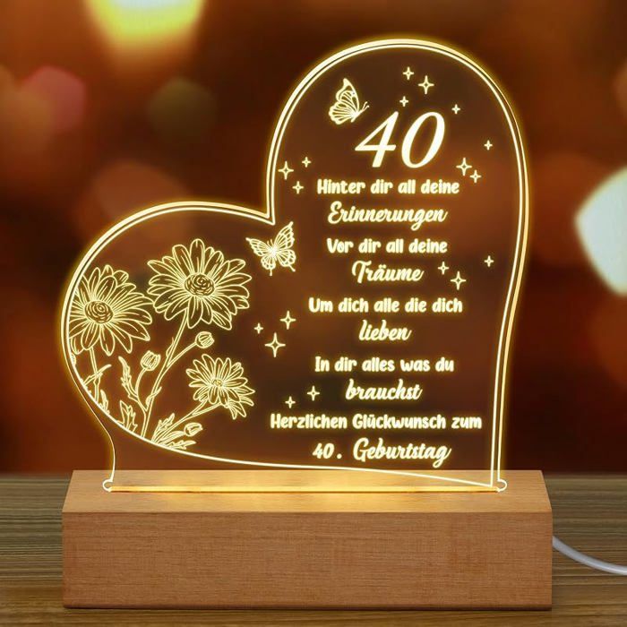 Engraved 50th Birthday Acrylic Lamp - Anniversary Celebration Gift Multicolore LAMPE DECORATIVE