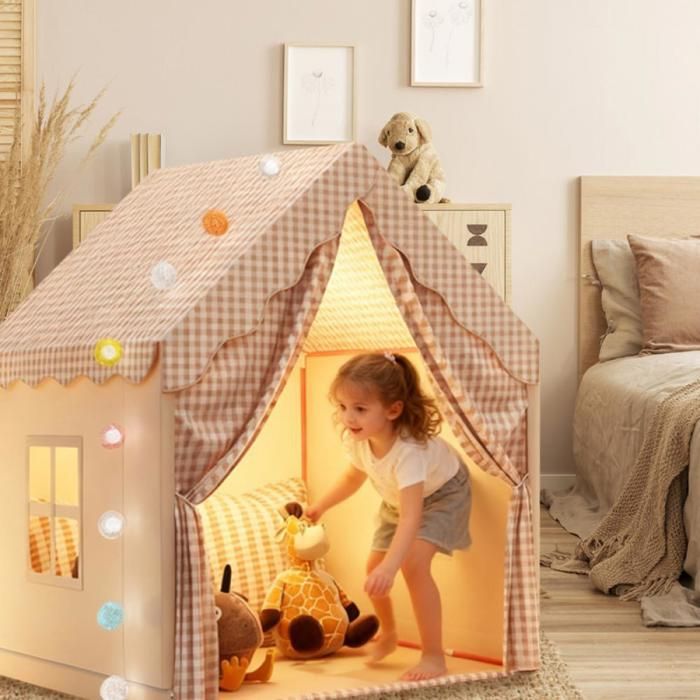 Tente Tipi Enfant Princesse – 90x126x126 Cm, Fenêtres, Drapeaux, Intérieur/extérieur, 3-13 Ans, Facile à Monter